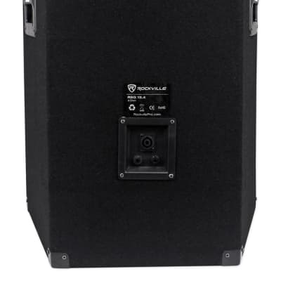 (2) Rockville RSG15.4 15" PA Speakers + Rockville RPA9 Amp + Stands+Cables+Case image 5