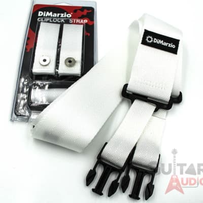 DiMarzio ClipLock Quick Release 2" Nylon Guitar Strap - WHITE, DD2200W image 1