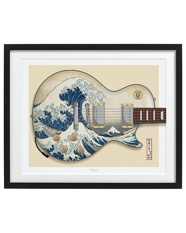 Gibson Les Paul Body Shape, Japanese Great Wave Guitar Art Print, Guitar  Wall Art,Poster, 16x20