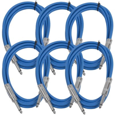 SEISMIC AUDIO New 6 PACK Blue 1/4" TS 6' Patch Cables - Guitar - Instrument image 1