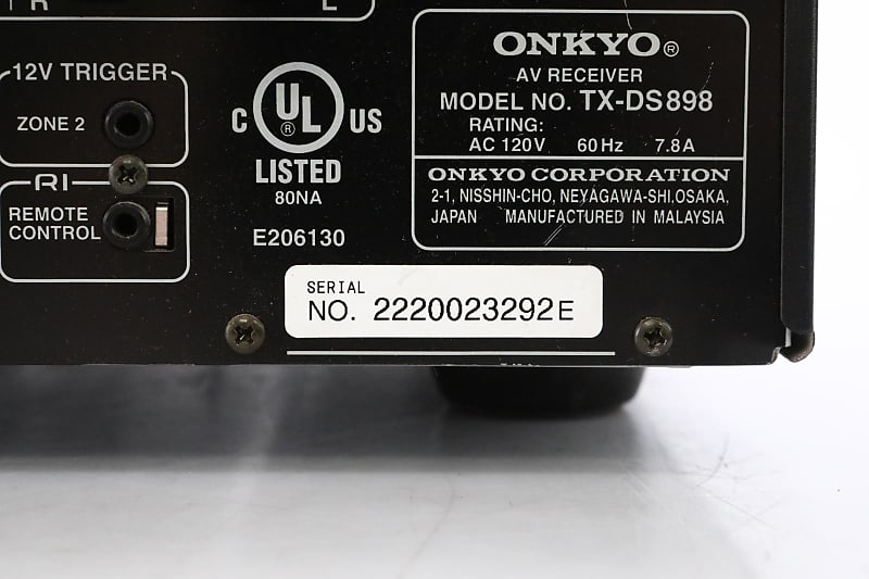 Onkyo TX-DS898 7.1 Channel Home Theater Audio Video A/V Receiver #49028