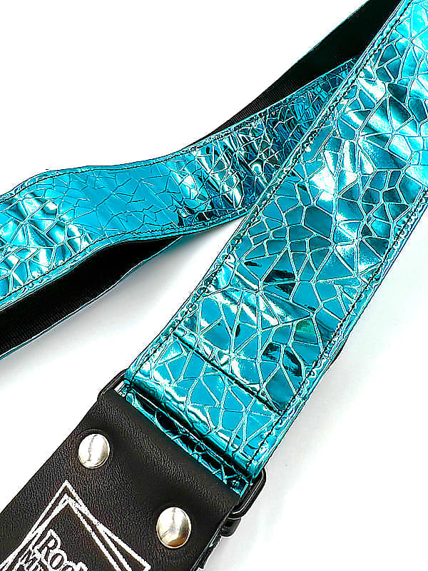 Teal Cracked Mirror Chrome Guitar Strap Reverb