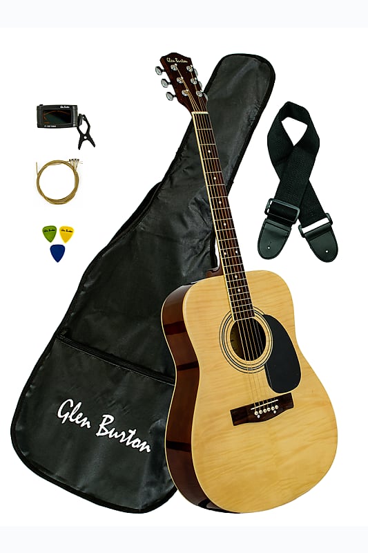 Glen Burton GA101FCO NT Dreadnought Acoustic Guitar Combo w Gig Bag Strings Strap Picks Hex Key