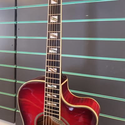 Aria Elecord FET-100 1990's Trans Red Electro Acoustic