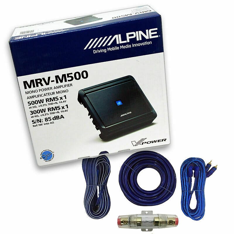 Alpine MRVM500 Mono 500 Watts +4 GAUGE Amplifier Reverb