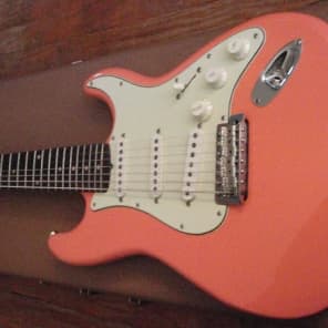 Rare ~ Custom Hand Built Dominick Ramos Stratocaster Style   7 Seven String Shell Pink Strat image 7