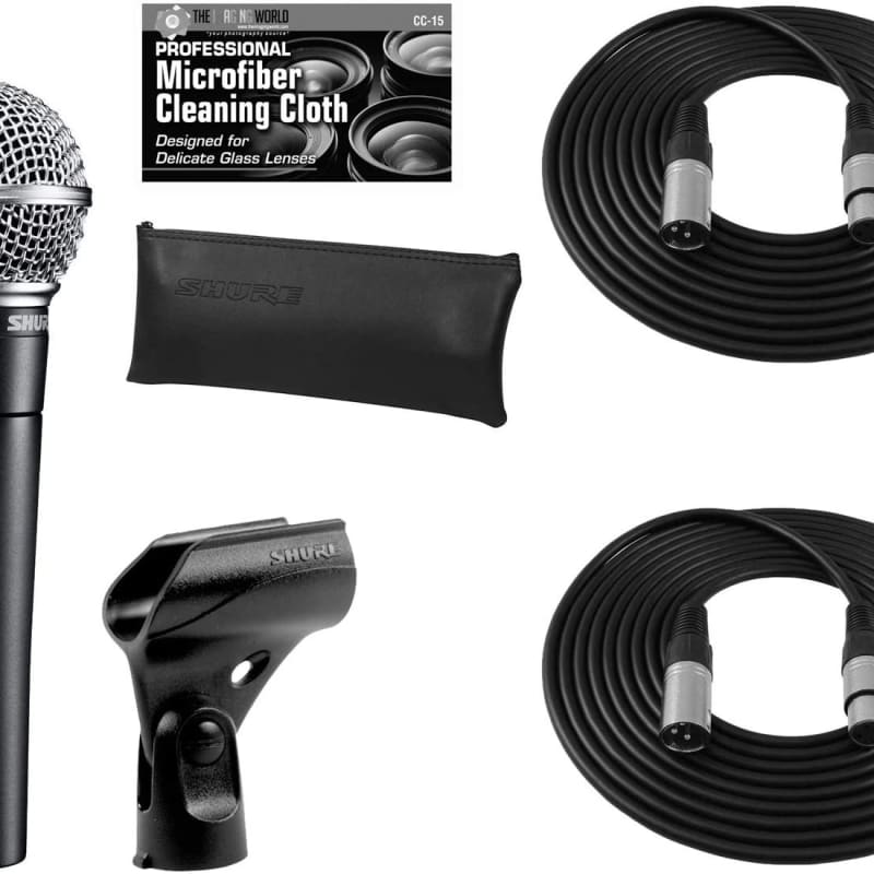  Shure SM58-LC Cardioid Dynamic Vocal Microphone with Pneumatic  Shock Mount, Spherical Mesh Grille with Built-in Pop Filter, A25D Mic Clip,  Storage Bag, 3-pin XLR Connector : Everything Else