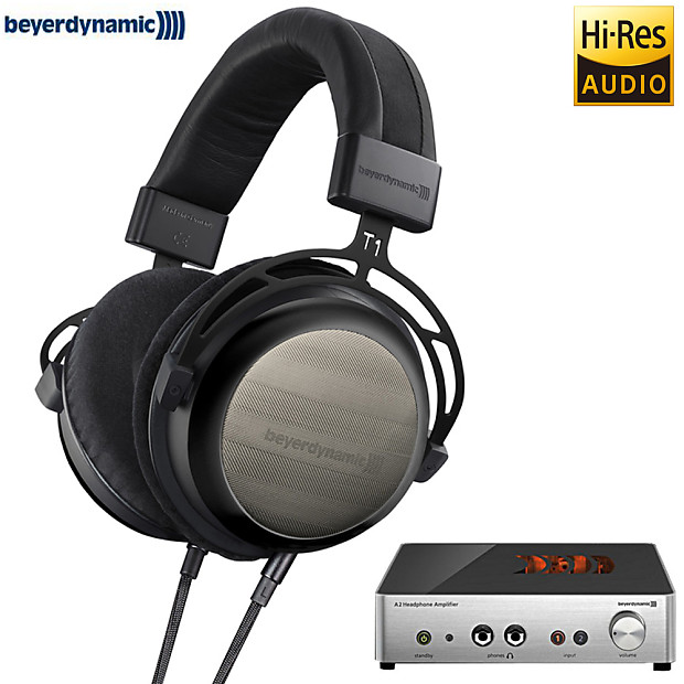 BeyerDynamic T1 2nd Gen Stereo Headphone (Special Edition Black) w/ A2  Headphone Amplifier