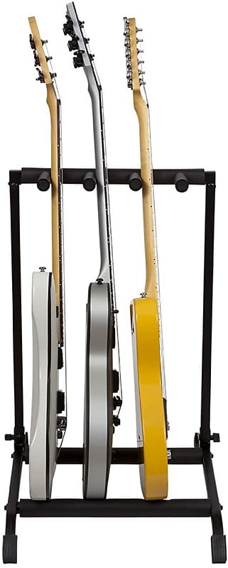 Rok-It Multi Guitar Stand Rack with Folding Design; Holds up to 3 Electric or Acoustic Guitars image 1