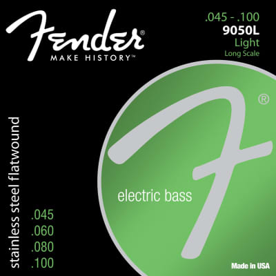 Genuine Fender® Stainless 9050L Flatwound Bass Strings, Set of 4 073-9050-403