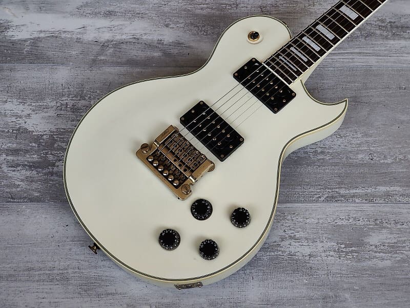 1980's Aria Pro II Japan PE-Deluxe KV Single Cutaway w/Kahler (Ivory)