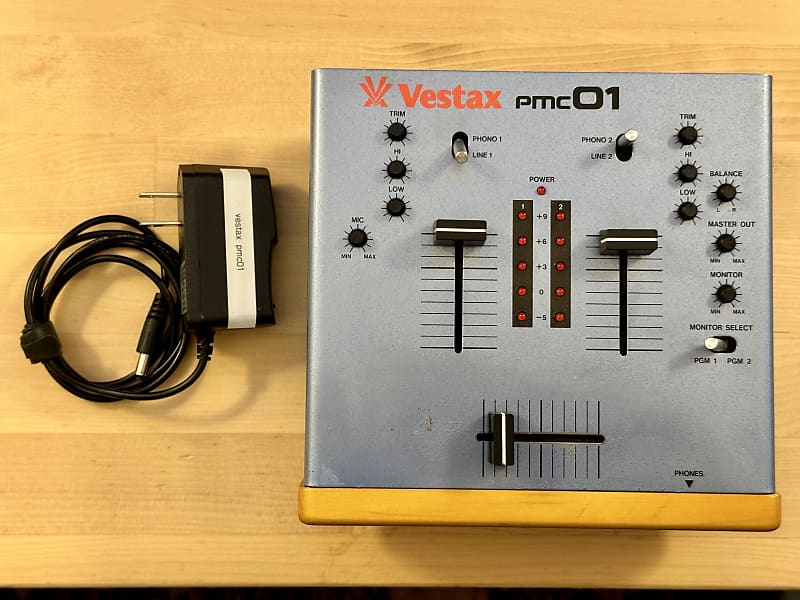Vestax PMC01 DJ mixer, vintage, blue metallic, parts/repair