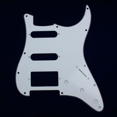 Custom Guitar Pickguard For Strat HSS Layout Squared ,3ply white