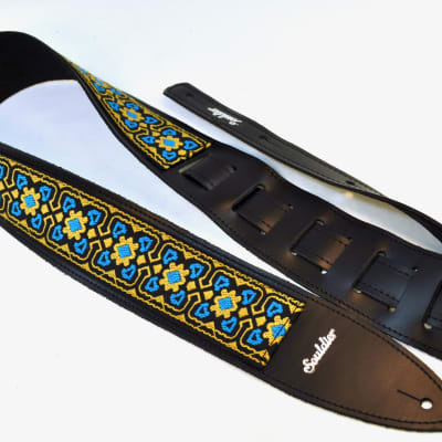 Souldier 'Torpedo' Leather Guitar Strap - Fillmore Gold & Turquoise image 3