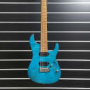 Ibanez MM7 Martin Miller 7-String Guitar, Roasted Maple, Transparent Aqua Blue