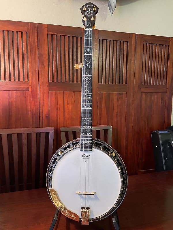 Prucha Presentation Gold and Silver Plated Gun Metal Engraved Five String Resonator Banjo Maple 2014 image 1