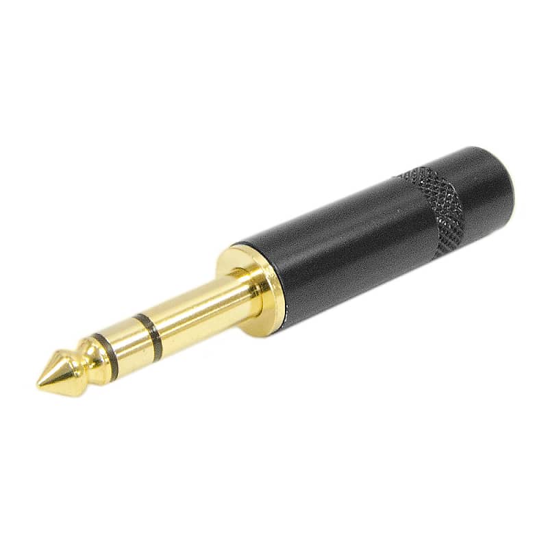Seismic Audio - 1/4" Male Stereo Jack Plug - 3 Pole - Black and Gold - Pro Audio image 1