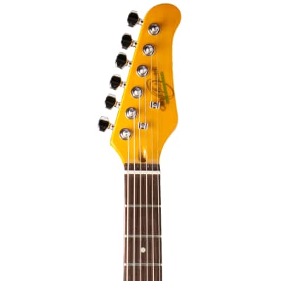 Oscar Schmidt OS-300-PS Double Cutaway Solid-Body Electric Guitar, Purple Sunburst image 5