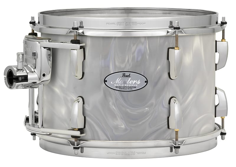Pearl Music City Custom Masters Maple Reserve 22"x14" Bass Drum w/BB3 Mount WHITE SATIN MOIRE MRV2214BB/C722 image 1