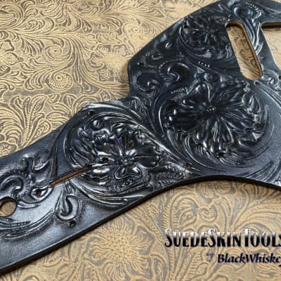 Custom Hand Tooled Leather Pickguard fits Fender Thinline Telecaster Tele image 3