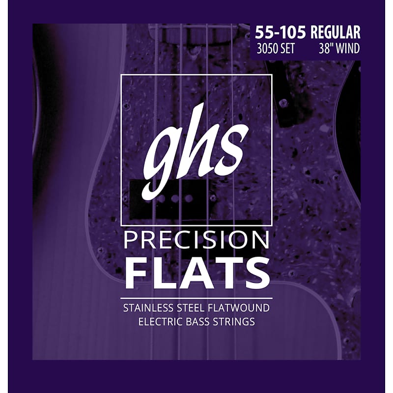 1 Set GHS Bass Strings 3050  4-String Precision Flats Stainless Steel Flat Wound Bass Strings 55-105 image 1
