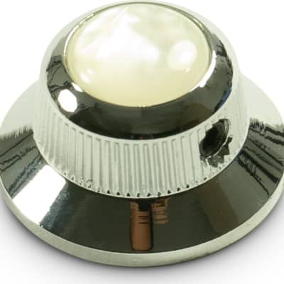 Q-Parts Knobs With White Acrylic Pearl Inlay - UFO Chrome