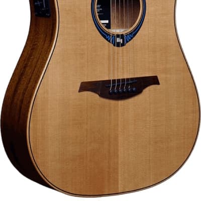 Lag Tramontane THV10DCE-LB | Dreadnought Cutaway Acoustic Electric Guitar with Hyvibe, Solid Cedar Top. New with Full Warranty! image 4