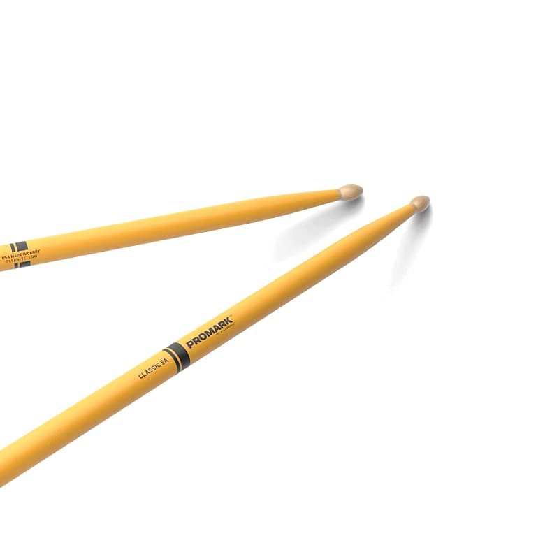 ProMark TX5AW-YELLOW Hickory 5AW Yellow Paint Drum Sticks Wood Tip image 1