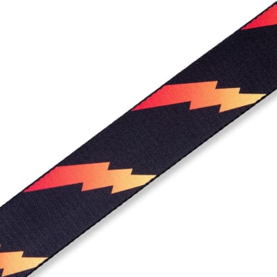 Levy's MPRB2 2" Printed Polyester Guitar Strap Red Rainbolt On Black image 2