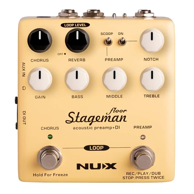 NUX Stageman Floor Acoustic Preamp/DI Pedal with Chorus, Reverb,Freeze and 60 seconds Loop for Acoustic Guitar,Violin,Mandolin,Banjo image 1