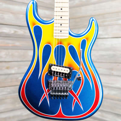 Kramer Baretta "Hot Rod" Electric Guitar  - Blue Sparkle Flames (9014-BO) image 1