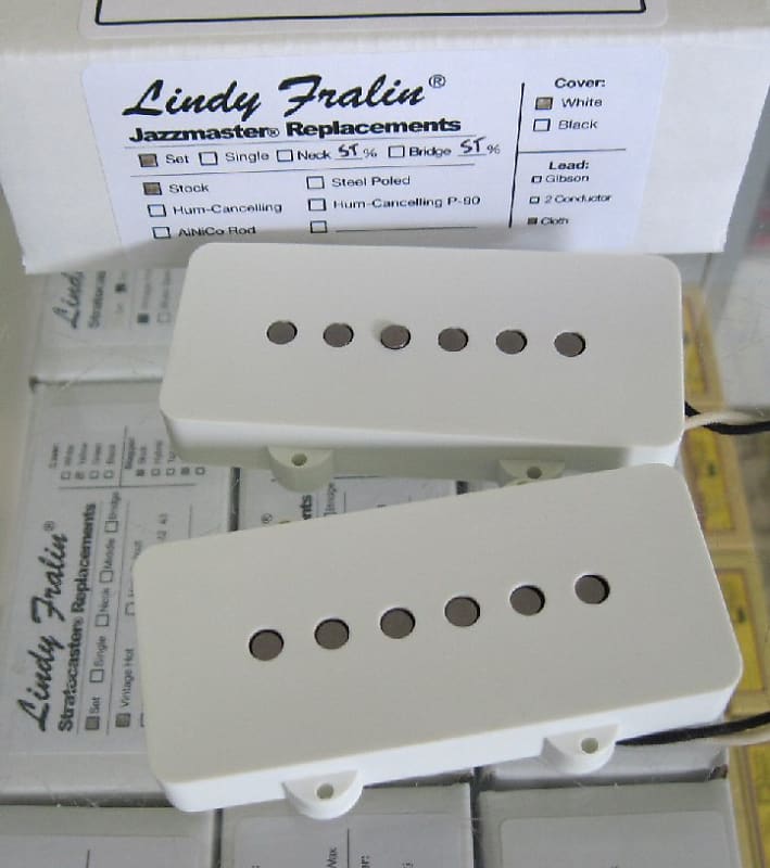 Lindy Fralin Jazzmaster Pickups Stock Set with White Covers