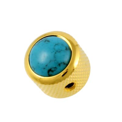Q-Parts Turquoise Guitar Dome Knob Gold for sale
