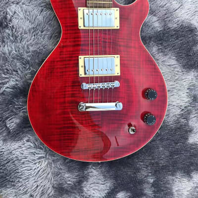 Red Custom LP Style Guitar, Maple Top Body, Rosewood Fingerboard image 2