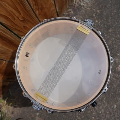 DW + USA + Collectors Exotic Natural Fiddleback Eucalyptus 5 1/2 x14" Snare Drum=NOS image 9