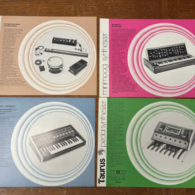 Vintage Moog Micromoog, Taurus, Minimoog, Accessories Ad Sheets 1976