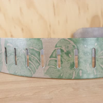 Ukulele Strap - Handmade with Monstera Leaves by Moxie & Oliver - Green and Silver image 3