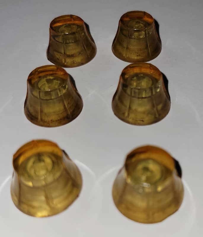 6 Amber D-Shaft Knobs - 60's Vintage - Harmony SIlvertone Kay | Reverb