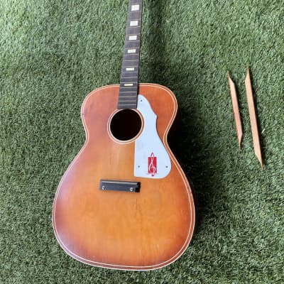 Barclay Parlor  1960s - Red Sunburst Made in USA Harmony Acoustic Parlor image 1