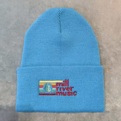 Mill River Music Embroidered Cuff Beanie 1st Ed Main Logo Neon Blue image 4
