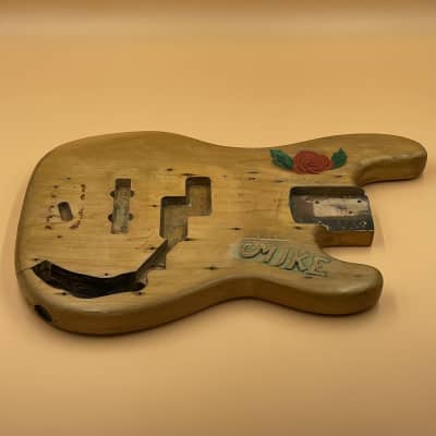 1969 Fender Precision Bass Folk Hippie Art Carved Mike’s Rose Refin Vintage Original Body Modified by John Suhr imagen 4