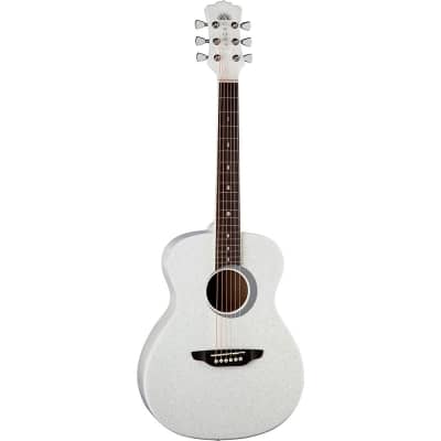 Luna Aurora Borealis 3/4 Size Acoustic Guitar Regular White Sparkle image 4