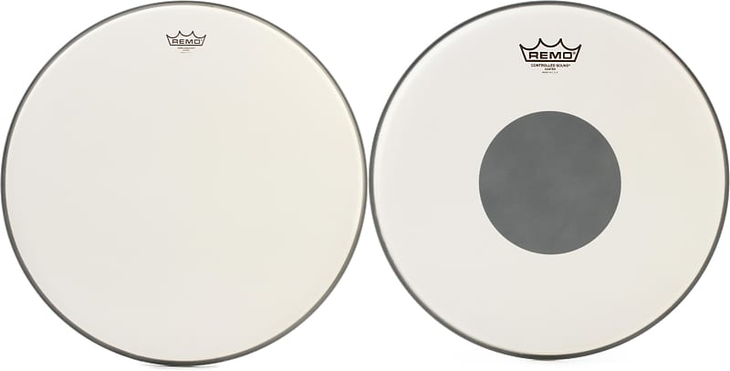 Remo Ambassador Coated Bass Drumhead - 22 inch  Bundle with Remo Controlled Sound Coated Drumhead - 14 inch - with Black Dot image 1