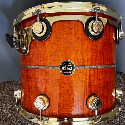 DW 25TH anniversary Anniversary Amber Lacquer Over Flame Maple 5 Piece w/snare W/MAY mic system image 23