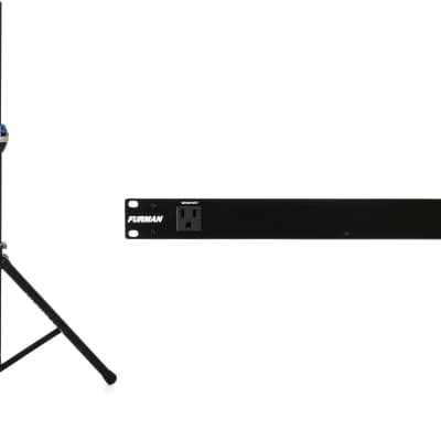 Ultimate Support TS-90B TeleLock Speaker Stand  Bundle with Furman M-8x2 8 Outlet Power Conditioner image 1