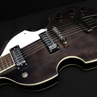 Hofner HI-459-PE TBK Beatle 6 String Electric Guitar Transparent Black Violin Body Shape image 1