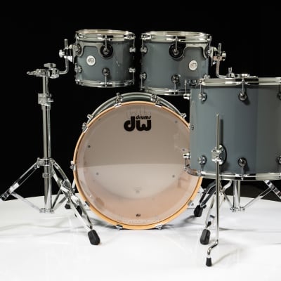 DW Design Series 4pc Drum Set  - Steel Grey 10/12/16/22 image 2