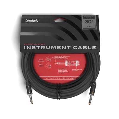 Brand New D'Addario PW-AMSG-30 American Stage 30ft Guitar or Bass Instrument Cable -30 Feet image 1