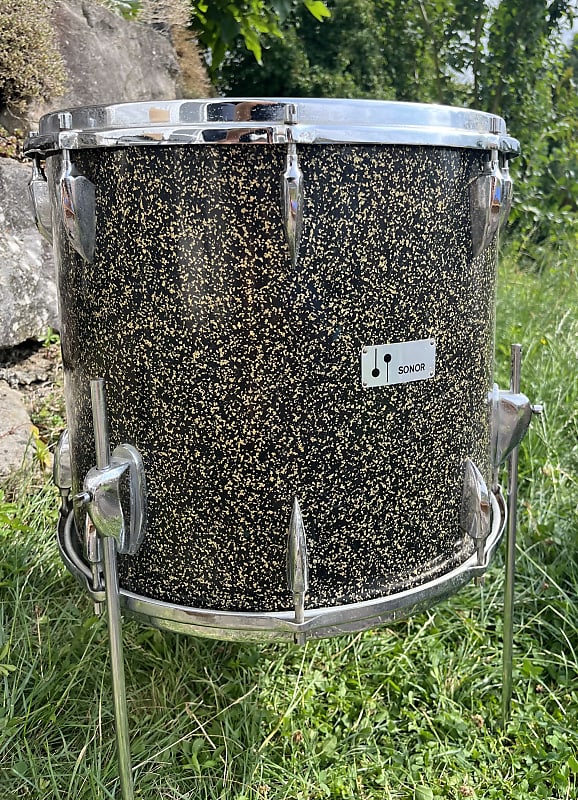 Sonor Teardrop 1960s - 16“ Floor Tom - Black & Gold Sparkle image 1