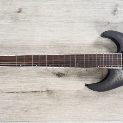 ESP LTD Deluxe M-1007 Baritone 7-String Guitar, Quilt Maple Charcoal Burst Satin image 6